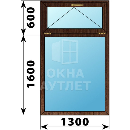 Одностворчатое окно с откидной фрамугой из дуба 1300×2200 Г ОА-47859