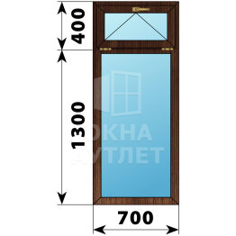 Одностворчатое окно с откидной фрамугой из дуба 700×1700 Г ОА-49549