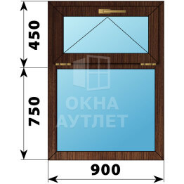 Одностворчатое окно с откидной фрамугой из дуба 900×1200 Г ОА-49388