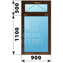 Одностворчатое окно с откидной фрамугой из дуба 900×1600 Г ОА-49853