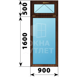 Одностворчатое окно с откидной фрамугой из дуба 900×2100 Г ОА-43839