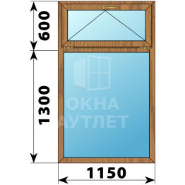 Одностворчатое окно с откидной фрамугой из лиственницы 1150×1900 Г ОА-44553