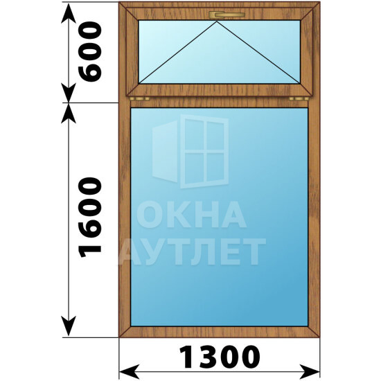 Одностворчатое окно с откидной фрамугой из лиственницы 1300×2200 Г ОА-46899