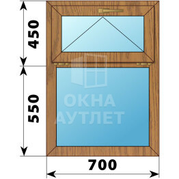 Одностворчатое окно с откидной фрамугой из лиственницы 700×1000 Г ОА-44142