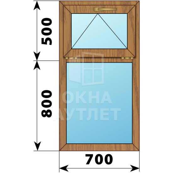 Одностворчатое окно с откидной фрамугой из лиственницы 700×1300 Г ОА-44352