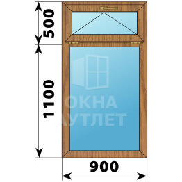 Одностворчатое окно с откидной фрамугой из лиственницы 900×1600 Г ОА-45228