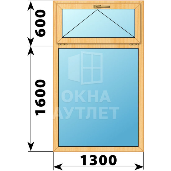Одностворчатое окно с откидной фрамугой из сосны 1300×2200 Г ОА-42223