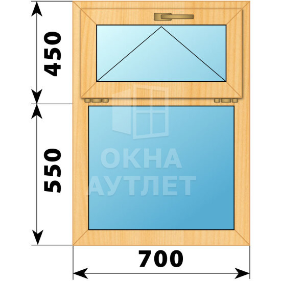 Одностворчатое окно с откидной фрамугой из сосны 700×1000 Г ОА-41269