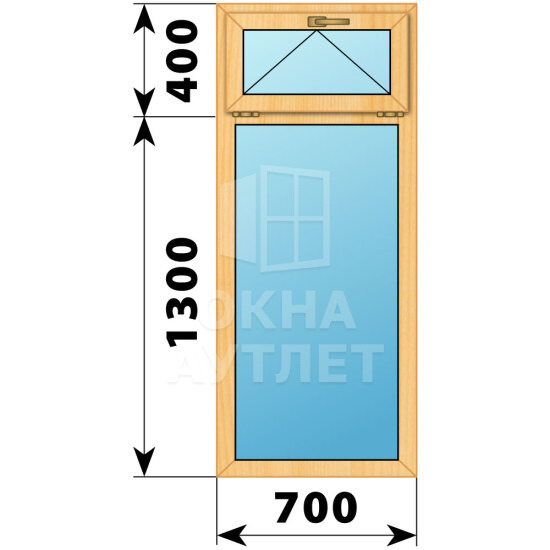 Одностворчатое окно с откидной фрамугой из сосны 700×1700 Г ОА-43150
