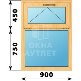 Одностворчатое окно с откидной фрамугой из сосны 900×1200 Г ОА-41536