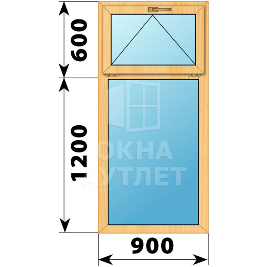 Одностворчатое окно с откидной фрамугой из сосны 900×1800 Г ОА-41959