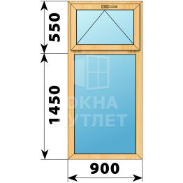 Одностворчатое окно с откидной фрамугой из сосны 900×2000 Г ОА-43270