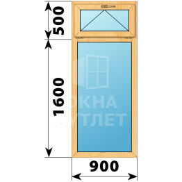 Одностворчатое окно с откидной фрамугой из сосны 900×2100 Г ОА-42103