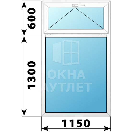 Одностворчатое пластиковое окно с откидной фрамугой 1150×1900 Г ОА-38144