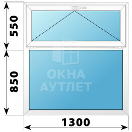Одностворчатое пластиковое окно с откидной фрамугой 1300×1400 Г ОА-38476