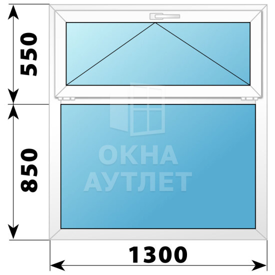 Одностворчатое пластиковое окно с откидной фрамугой 1300×1400 Г ОА-38476