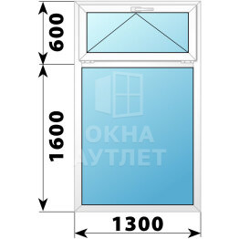 Одностворчатое пластиковое окно с откидной фрамугой 1300×2200 Г ОА-38593