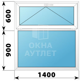 Одностворчатое пластиковое окно с откидной фрамугой 1400×1500 Г ОА-39076