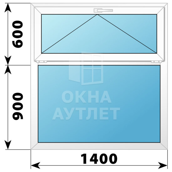 Одностворчатое пластиковое окно с откидной фрамугой 1400×1500 Г ОА-39076