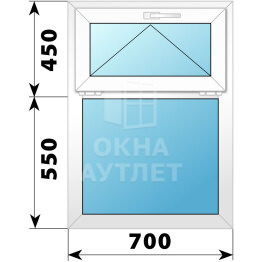 Одностворчатое пластиковое окно с откидной фрамугой 700×1000 Г ОА-38081
