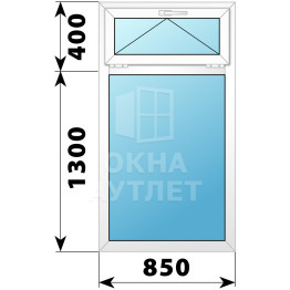 Одностворчатое пластиковое окно с откидной фрамугой 850×1700 Г ОА-39769
