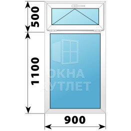 Одностворчатое пластиковое окно с откидной фрамугой 900×1600 Г ОА-38986