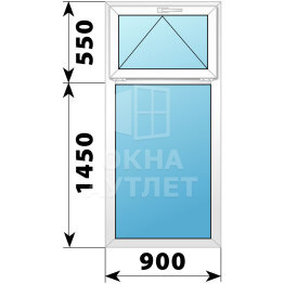 Одностворчатое пластиковое окно с откидной фрамугой 900×2000 Г ОА-39052