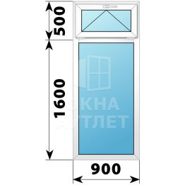 Одностворчатое пластиковое окно с откидной фрамугой 900×2100 Г ОА-38099