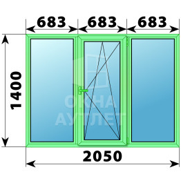 Алюминиевое окно 2050×1400 №9 ОА-34077