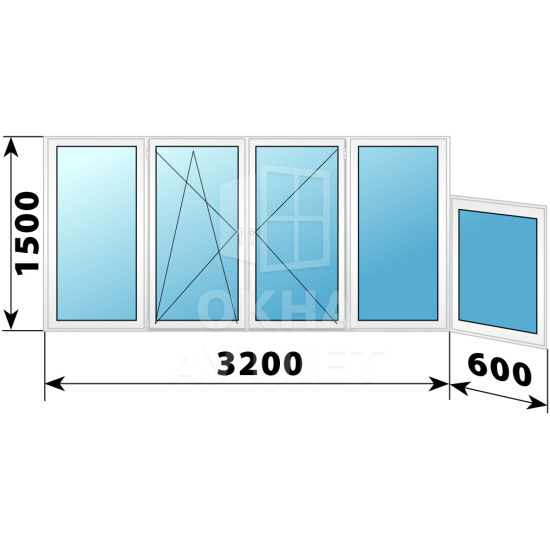 Теплое пластиковое остекление 1500×3800 ОА-33543