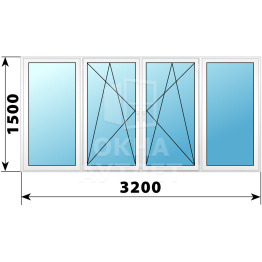 Теплое пластиковое остекление 1600×2500-2800 ОА-33495