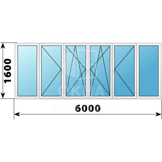 Теплое пластиковое остекление 1600×6000 ОА-33375