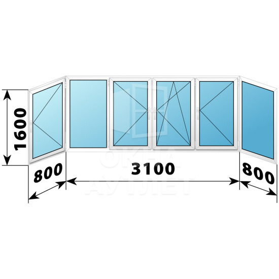 Теплое пластиковое остекление балкона 1600×4700 ОА-33666