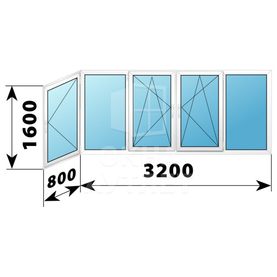 Теплое пластиковое остекление балкона 1600×4000 ОА-33600