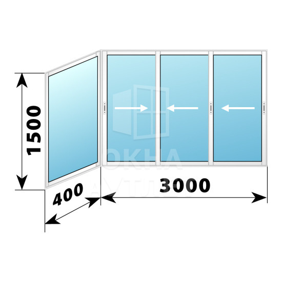Холодное пластиковое раздвижное остекление 1500×3400 ОА-33612