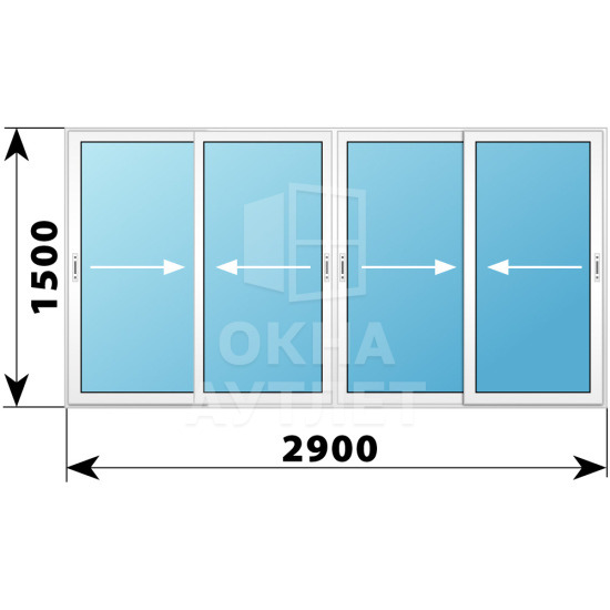 Холодное пластиковое раздвижное остекление 1500×2900 ОА-33597