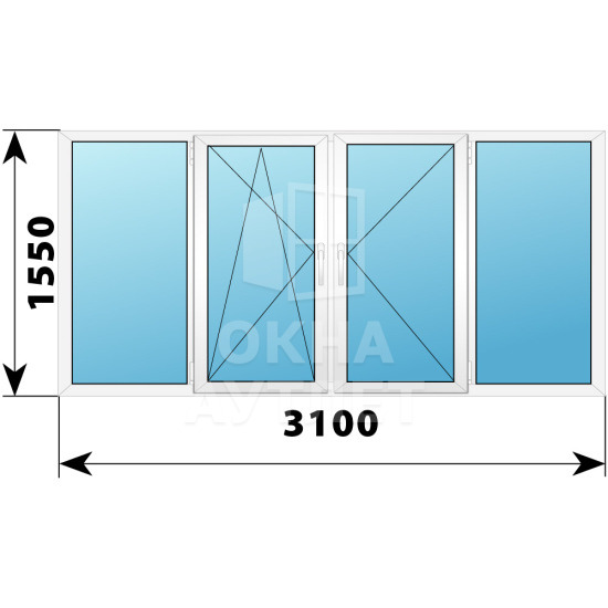 Теплое пластиковое остекление балкона 1550×3100 ОА-33522