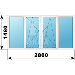 Теплое пластиковое остекление балкона 1480×2800 ОА-33504