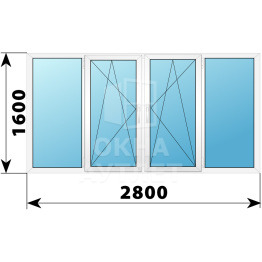 Теплое пластиковое остекление балкона 1600×2800 ОА-33516