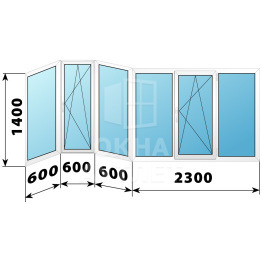 Теплое пластиковое остекление балкона 1400×4100 ОА-33525
