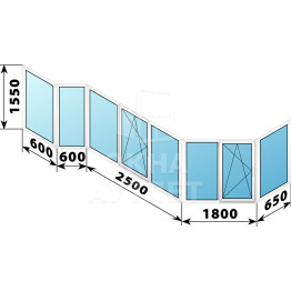 Теплое пластиковое остекление балкона 1550×6150 ОА-33705