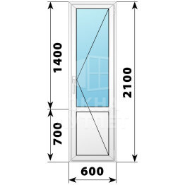 Пластиковая балконная дверь с глухим низом 600×2100 П ОА-56962
