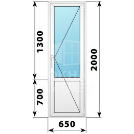 Пластиковая балконная дверь с глухим низом 650×2000 П ОА-56416