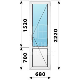 Пластиковая балконная дверь с глухим низом 680×2220 П ОА-57103