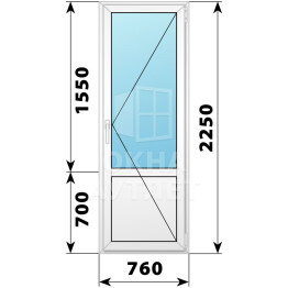 Пластиковая балконная дверь с глухим низом 760×2250 П ОА-57307