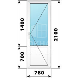 Пластиковая балконная дверь с глухим низом 780×2100 П ОА-57178