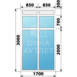 Пластиковая комбинированная перегородка 1700×3000 ОА-67408