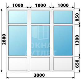 Пластиковая комбинированная перегородка 3000×2800 ОА-67744