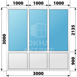 Пластиковая комбинированная перегородка 3000×3000 №3 ОА-67792