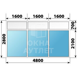 Пластиковая комбинированная перегородка 4800×2800 ОА-68008